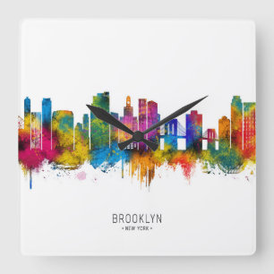 Relógio Quadrado Horizonte de Brooklyn Nova York