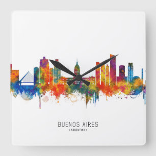 Relógio Quadrado Horizonte de Buenos Aires Argentina