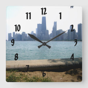 Relógio Quadrado Horizonte de Chicago