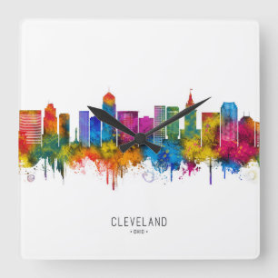 Relógio Quadrado Horizonte de Cleveland Ohio