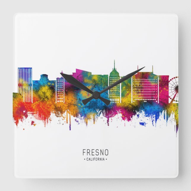 Relógio Quadrado Horizonte de Fresno Califórnia (Frente)