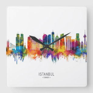 Relógio Quadrado Horizonte de Istambul Turquia