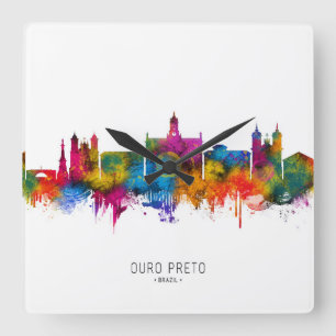 Relógio Quadrado Horizonte de Ouro Preto Brasil