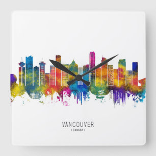 Relógio Quadrado Horizonte de Vancouver Canadá