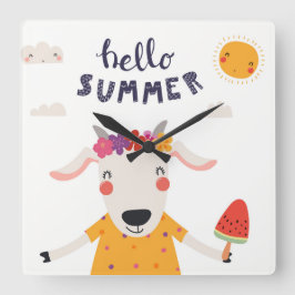 Relógio Quadrado Horloge en Acrylique carrée Hello summer -