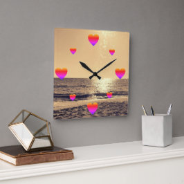 Relógio Quadrado Horloge en Acrylique - Love O’Clock at Golden Hour