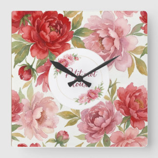 Relógio Quadrado Horloge murale florale Petit mot doux