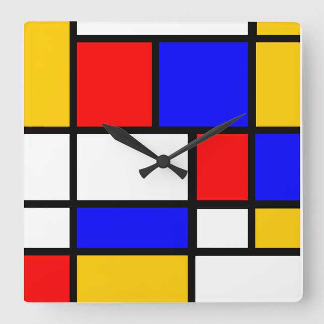 Relógio Quadrado Horloge style Mondrian (Frente)