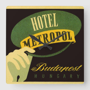 Relógio Quadrado Hotel Metropol Budapeste Hungria Chapéu de Bellhop