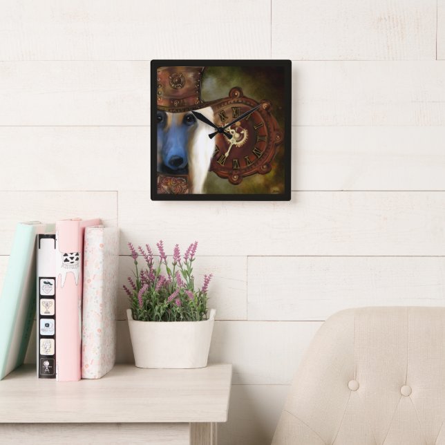 Relógio Quadrado Hound Afegão (Sala de leitura)