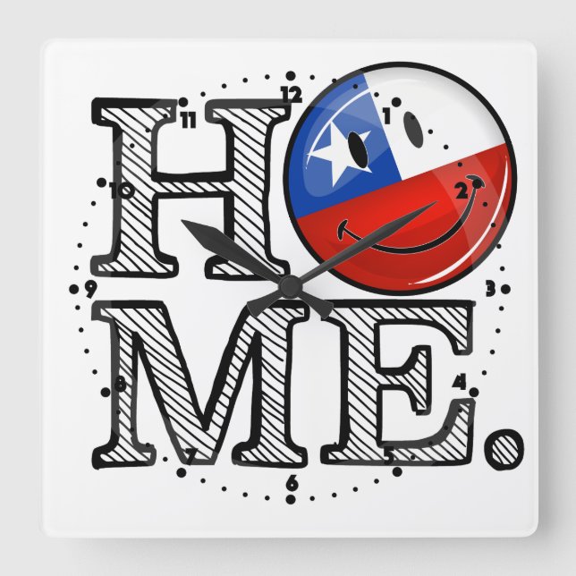 Relógio Quadrado Housewarming chileno de sorriso da bandeira (Frente)