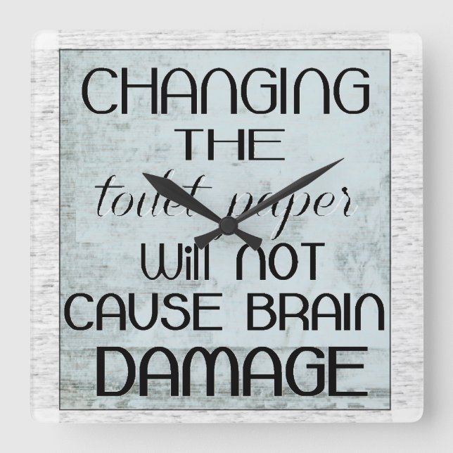 Relógio Quadrado humor do papel higiénico (Frente)