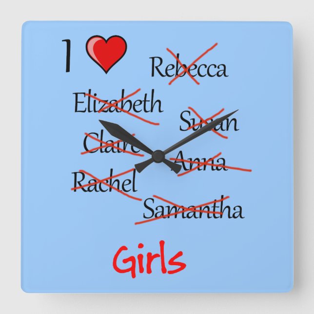 Relógio Quadrado 'I Ä Girls' (Frente)