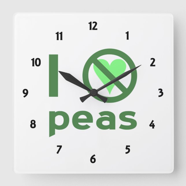 Relógio Quadrado I Hate Peas (Frente)