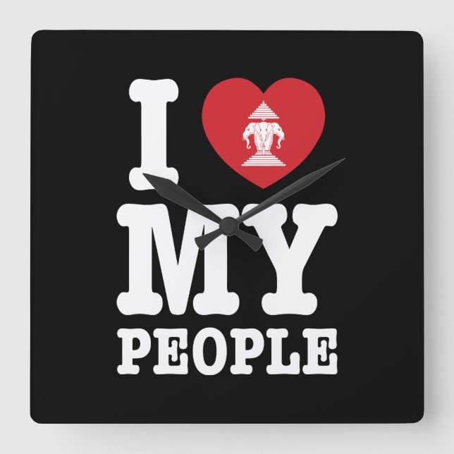 Relógio Quadrado I Heart (Love) Erawan My Lao Pessoas (Frente)