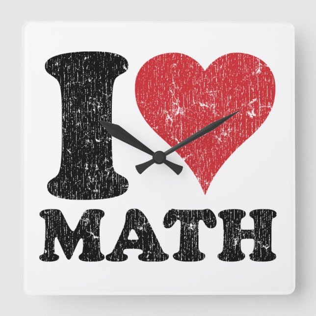 Relógio Quadrado I Love (Heart) Math Clock (Frente)