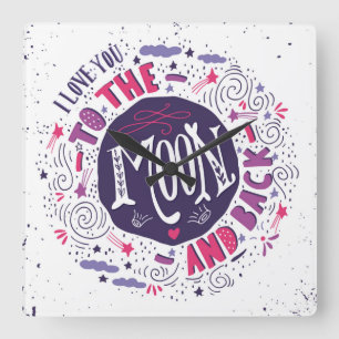 Relógio Quadrado I Love You To The Moon And Back