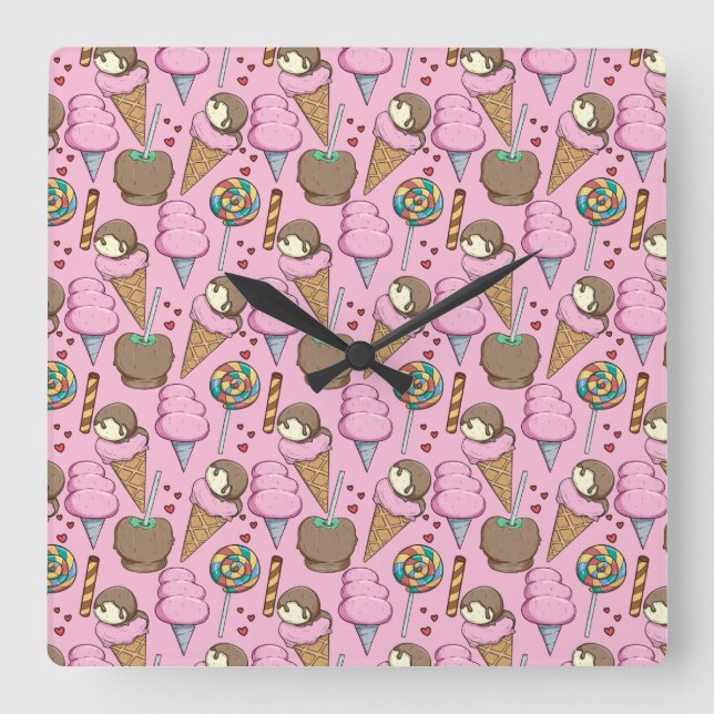 Relógio Quadrado Ice cream pattern | Lollies pattern | lollipop 26 (Frente)
