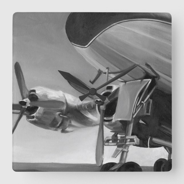 Relógio Quadrado Ícone de Aviação (Frente)