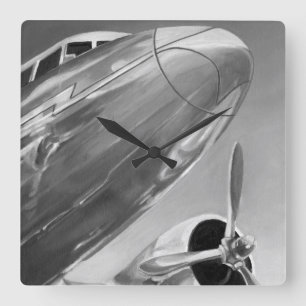 Relógio Quadrado Ícone de Aviação: Vista de Fecho