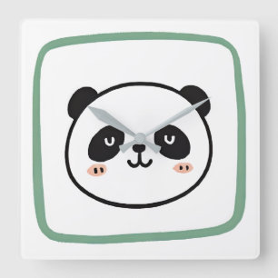 Relógio Quadrado Ícone gráfico minimalista de cabeça de panda