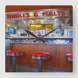 Relógio Quadrado Iggy's Diner Interior, Carthage, Missouri