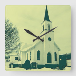 Relógio Quadrado Igreja de inverno