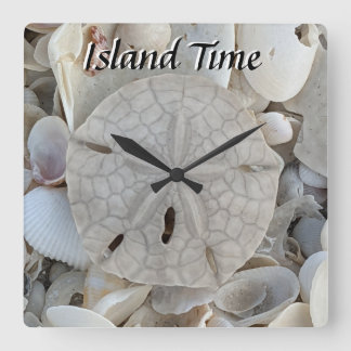Relógio Quadrado Ilha Time Areia Dólar