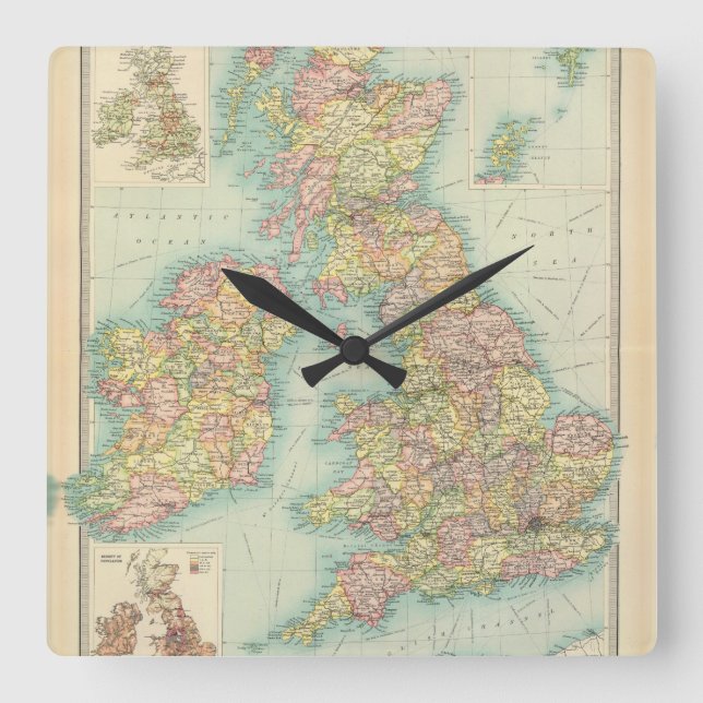 Relógio Quadrado Ilhas britânicas - políticas (Frente)