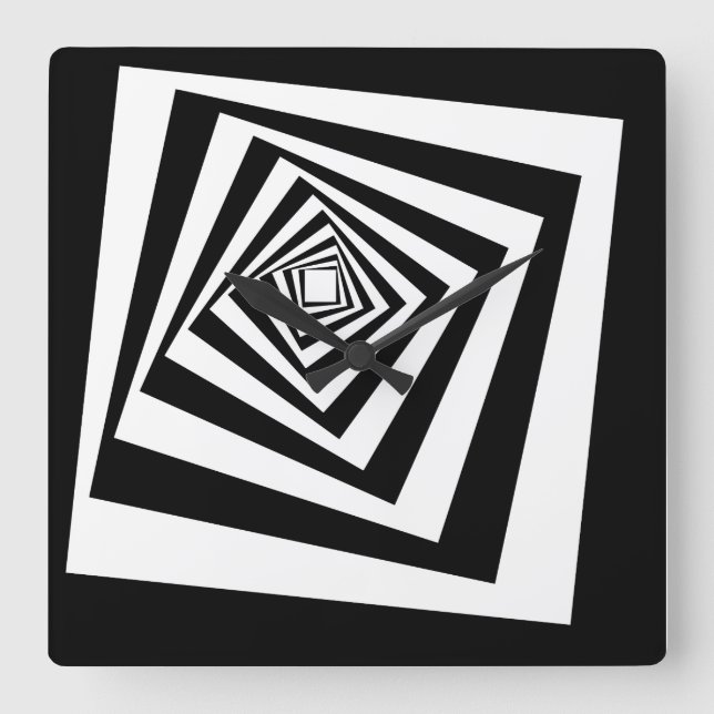 Relógio Quadrado Ilusões Ópticas Hipopóticas Círculos Concentrados (Frente)