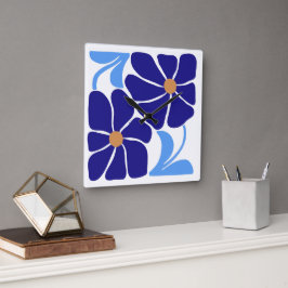 Relógio Quadrado Ilustração Floral