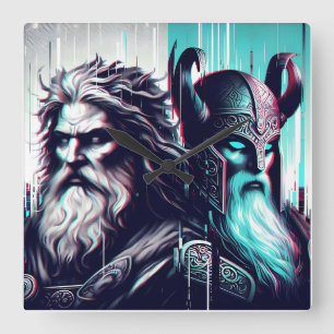 Relógio Quadrado  image of the gods zeus and odin togethe