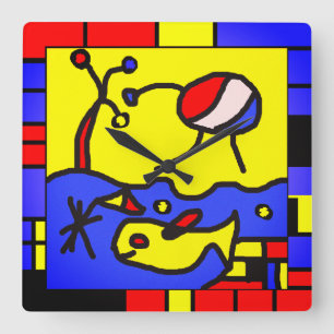 Relógio Quadrado Imagem com peixes da arte moderna