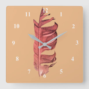 Relógio Quadrado Imagem original de desenho de folha fina