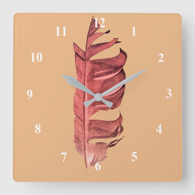 Relógio Quadrado Imagem original de desenho de folha fina (Frente)