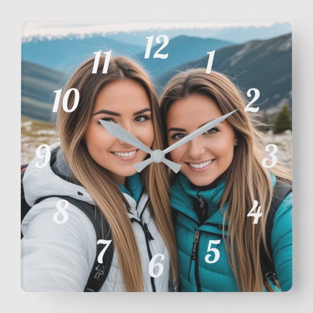 Relógio Quadrado Imagem Personalizada de Melhores Amigos (Frente)