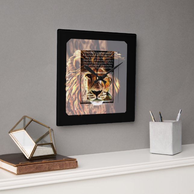 Relógio Quadrado Imagens de Escritura 01 (Escritório)