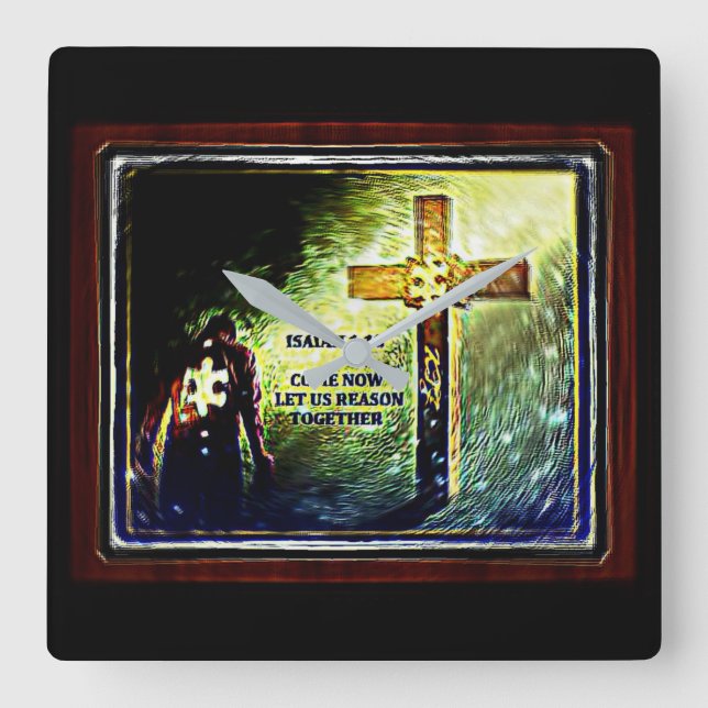 Relógio Quadrado Imagens de Escritura 05 (Frente)