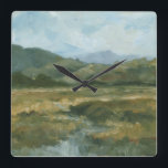 Relógio Quadrado Impasto Paisagem III<br><div class="desc">decoração de casa</div>