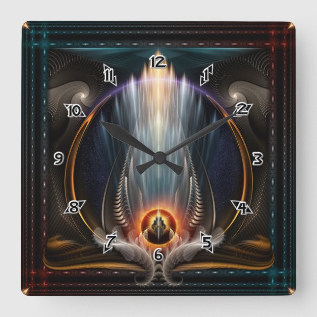 Relógio Quadrado Imperial View Fractal Art Square Wall Clock (Frente)