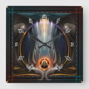 Relógio Quadrado Imperial View Fractal Art Square Wall Clock