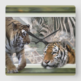 Relógio Quadrado Impressão da selva primitiva