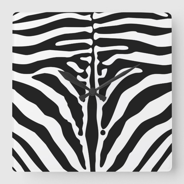 Relógio Quadrado Impressão da zebra (Frente)