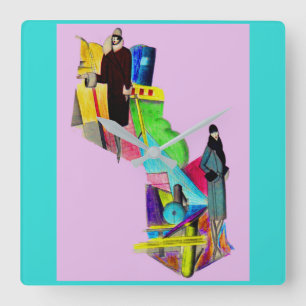 Relógio Quadrado impressão das mulheres do art deco dos anos 30