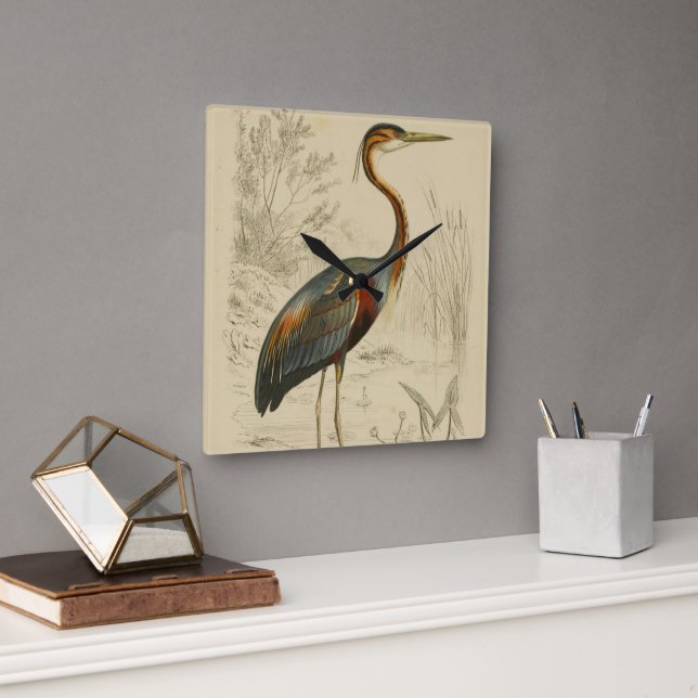 Relógio Quadrado Impressão de Edouard Roxo Anítico (Escritório)