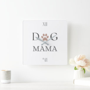 Relógio Quadrado Impressão de Pata de Mãe de Cachorro, Dia das Mães