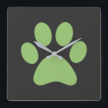 Relógio Quadrado Impressão de Paw<br><div class="desc">Design de impressão de plataforma divertida para amantes de os animais!</div>