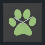 Relógio Quadrado Impressão de Paw<br><div class="desc">Design de impressão de plataforma divertida para amantes de os animais!</div>