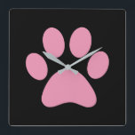 Relógio Quadrado Impressão de Paw<br><div class="desc">Design de impressão de plataforma divertida para amantes de os animais!</div>