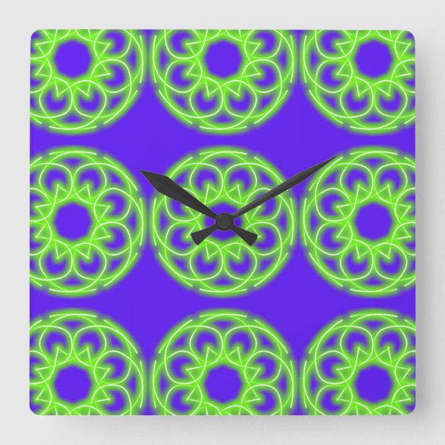 Relógio Quadrado Impressões de caleidoscópio (Frente)